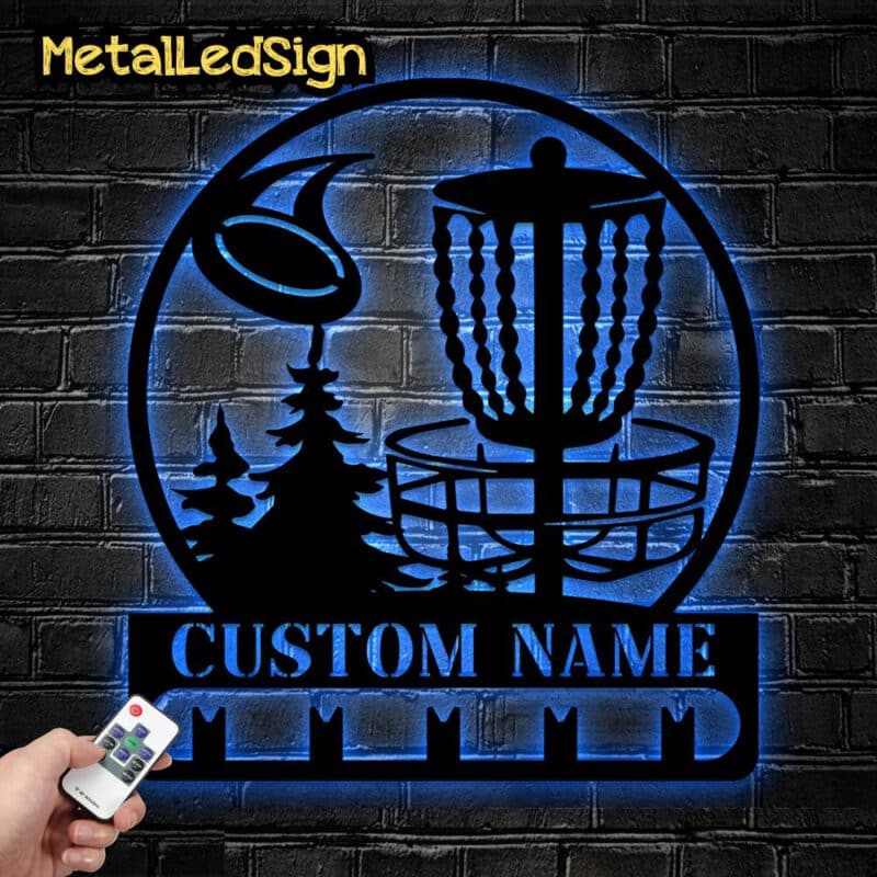 Custom-Metal-Disc-Golf-Medal-Hanger-Wall-Art-Light-Images