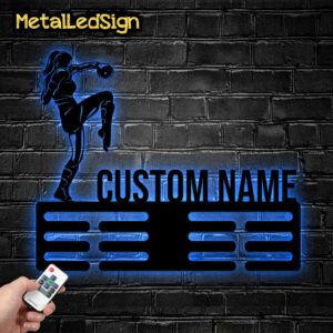 Custom-Metal-Girl-Kickboxing-Lover-Medal-Hanger-Led-Light-6