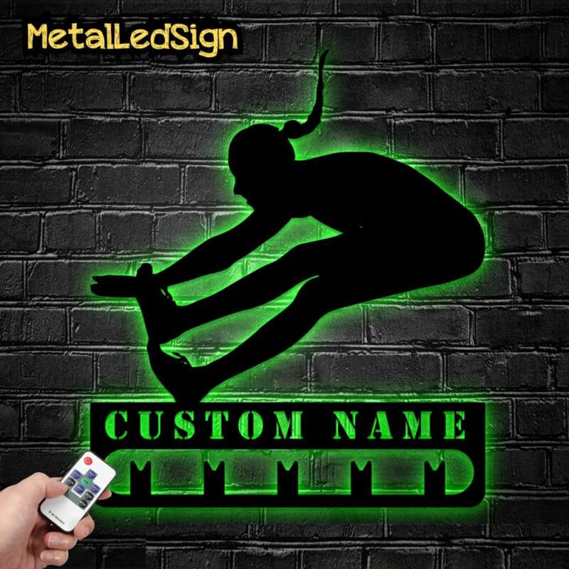 Custom-Metal-Girl-Long-Jump-Medal-Hanger-Wall-Art-Led-Light-8