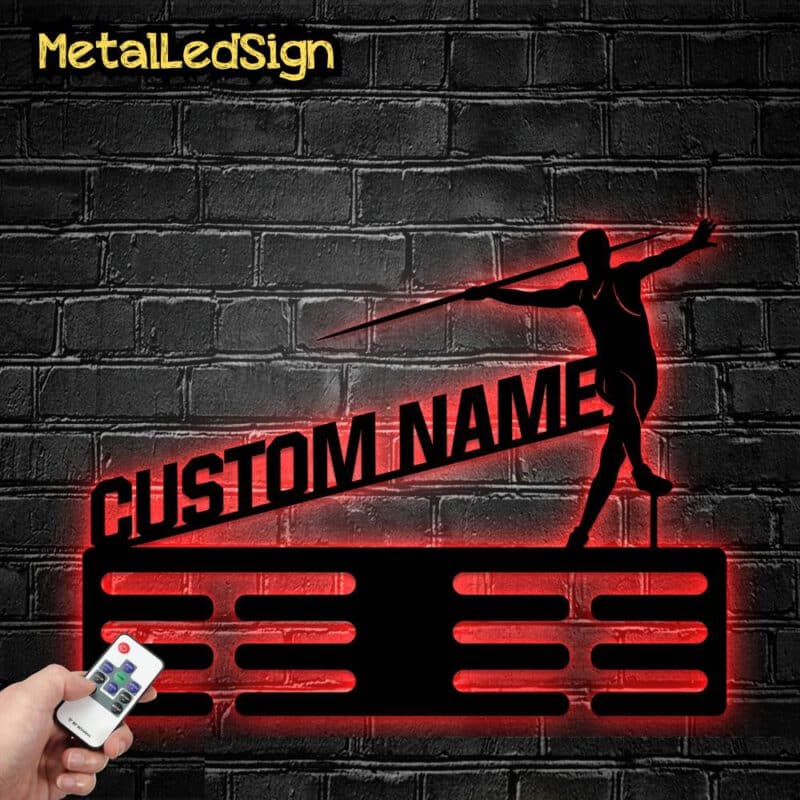 Custom-Metal-Javelin-Throw-Medal-Hanger-Wall-Art-Light-Images