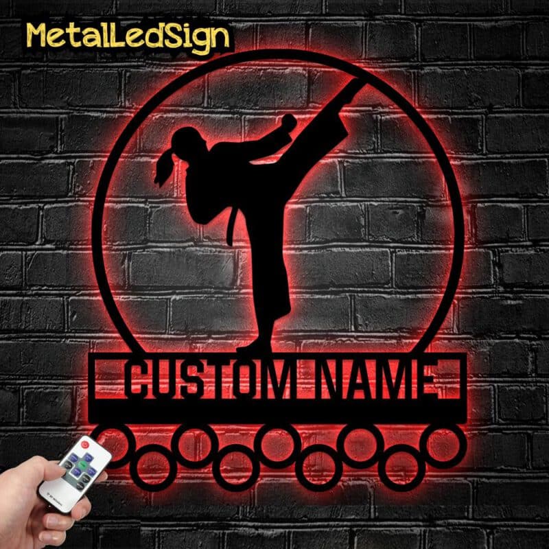 Custom-Metal-Karate-Medal-Hanger-Wall-Art-Led-Light-8-1