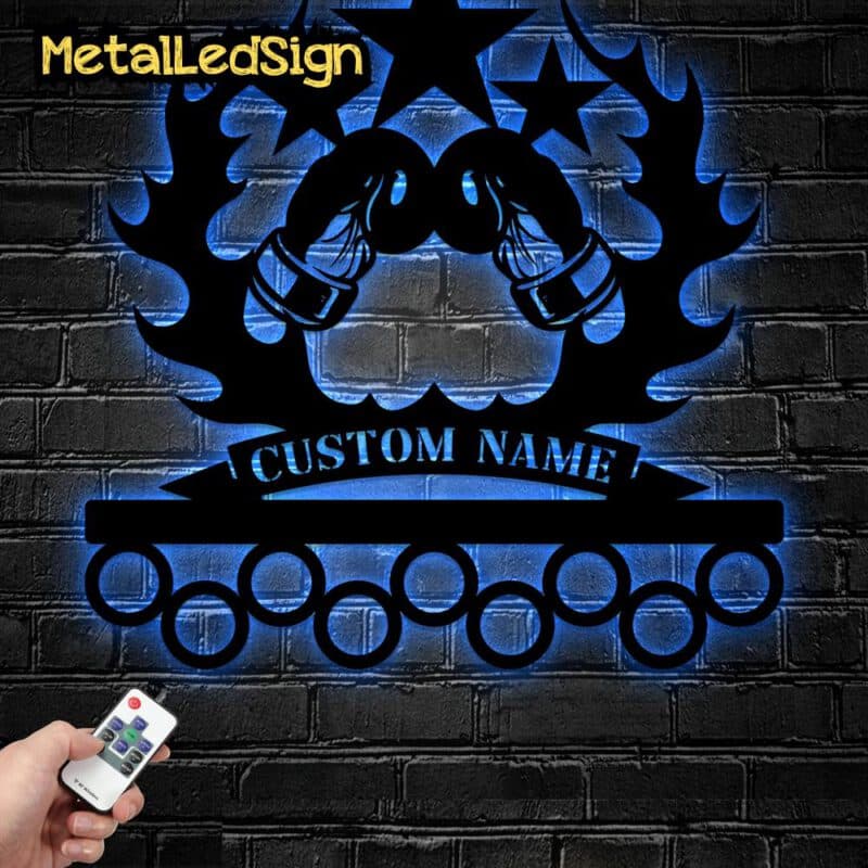 Custom-Metal-Led-Boxing-Medal-Hanger-Wall-Art-Led-Light-6