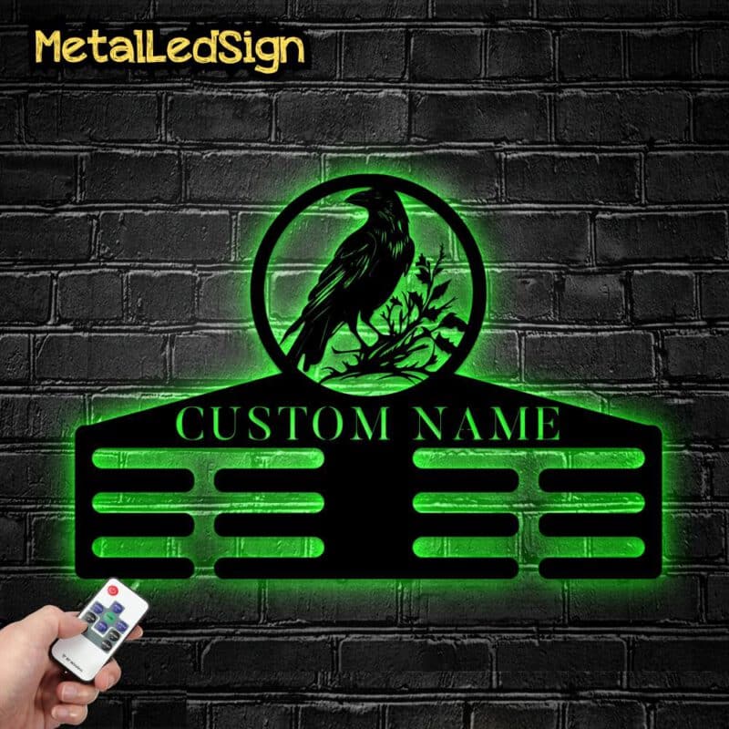 Custom-Metal-Raven-Medal-Hanger-Wall-Art-Led-Light-6