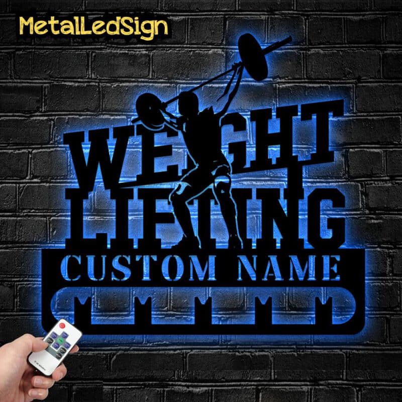 Custom-Metal-Weightlifting-Medal-Hanger-Wall-Art-Led-Light-8