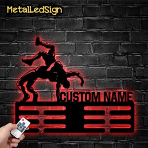 Custom-Metal-Wrestling-Medal-Hanger-Wall-Art-Led-Light-8