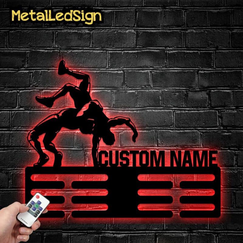 Custom-Metal-Wrestling-Medal-Hanger-Wall-Art-Led-Light-8