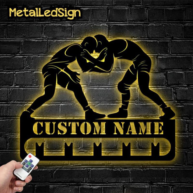 Custom-Metal-Wrestling-Medal-Hanger-Wall-Art-Led-Light-Images-1