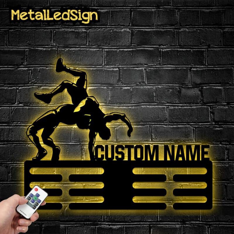 Custom-Metal-Wrestling-Medal-Hanger-Wall-Art-Led-Light-Images