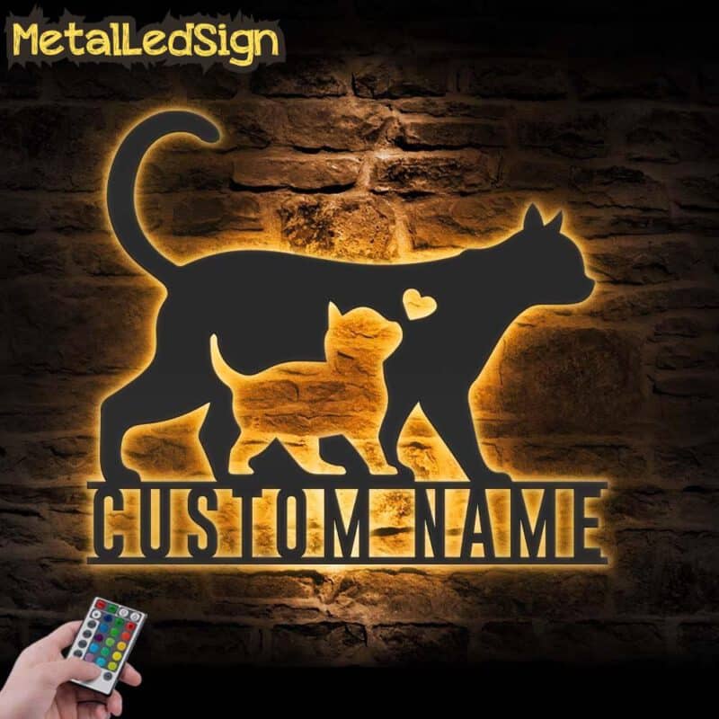 Custom-Mom-Baby-Father-Cat-Metal-Wall-Art-LED-Light-Images