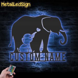 Custom-Mom-Baby-Father-Elephant-Metal-Wall-Art-LED-Light-3.jpg