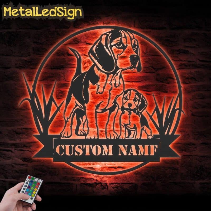 Custom-Mom-Child-Beagle-Metal-Wall-Art-LED-Light-3.jpg