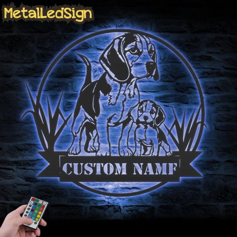 Custom-Mom-Child-Beagle-Metal-Wall-Art-LED-Light-5.jpg