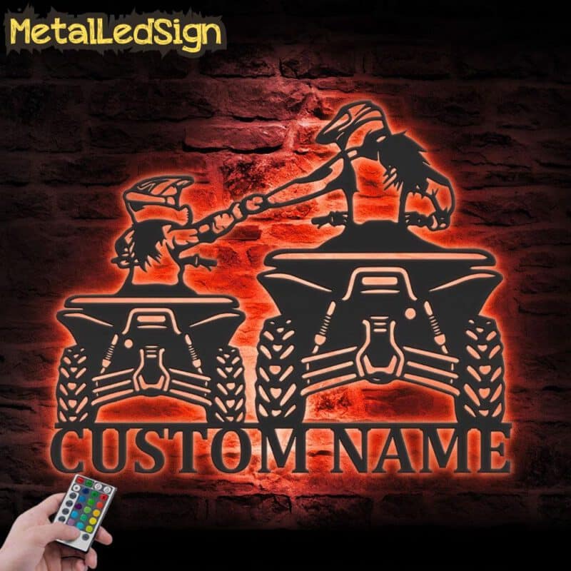 Custom-Mom-Daughter-Quad-Biker-Metal-Wall-Art-LED-Light-5.jpg