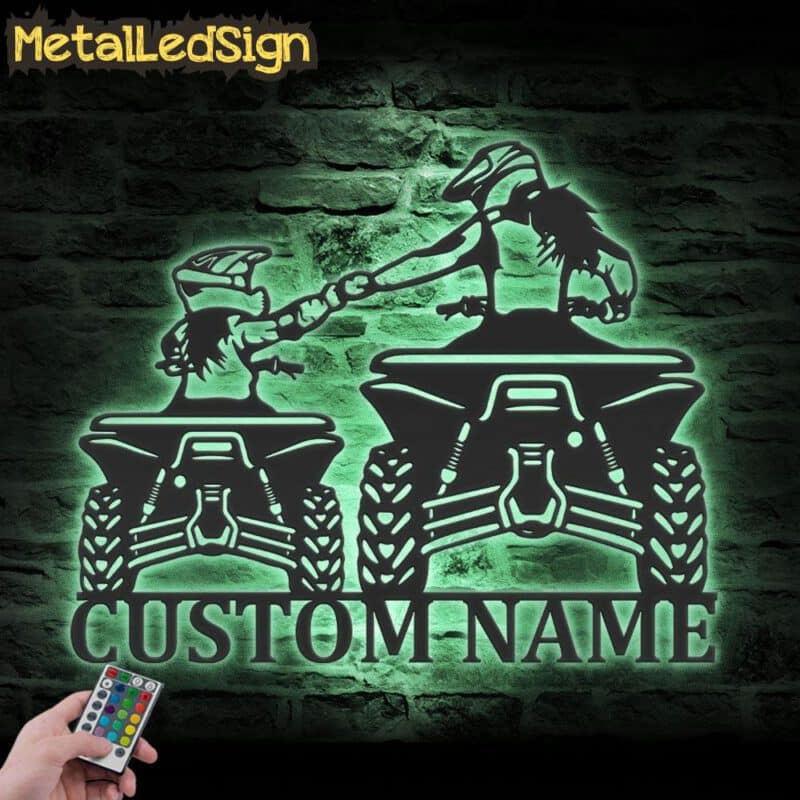 Custom-Mom-Daughter-Quad-Biker-Metal-Wall-Art-LED-Light-7.jpg