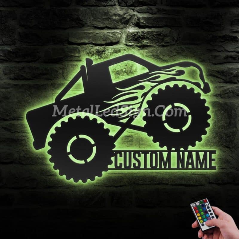 Custom-Monster-Truck-Driver-Metal-Wall-Art-Led-Light-6