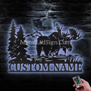 Custom-Moose-Hunting-Metal-Wall-Art-Led-Light-3