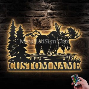 Custom-Moose-Hunting-Metal-Wall-Art-Led-Light-Images