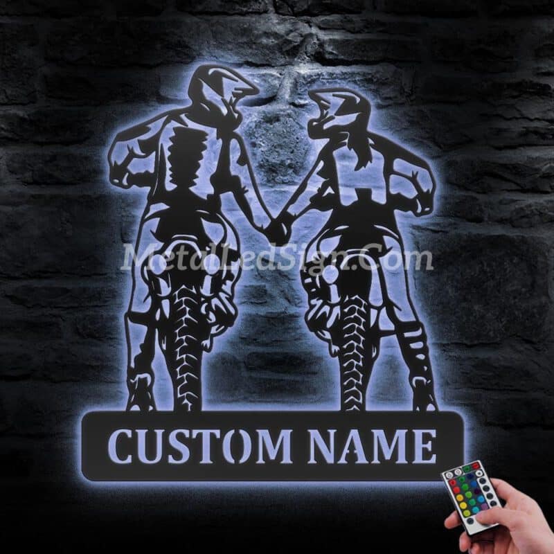 Custom-Motocross-Biker-Couple-Holding-Hand-Metal-Wall-Art-Led-Light-3-2