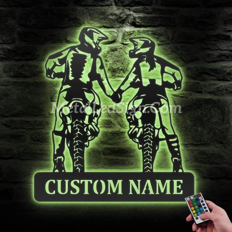 Custom-Motocross-Biker-Couple-Holding-Hand-Metal-Wall-Art-Led-Light-5-2