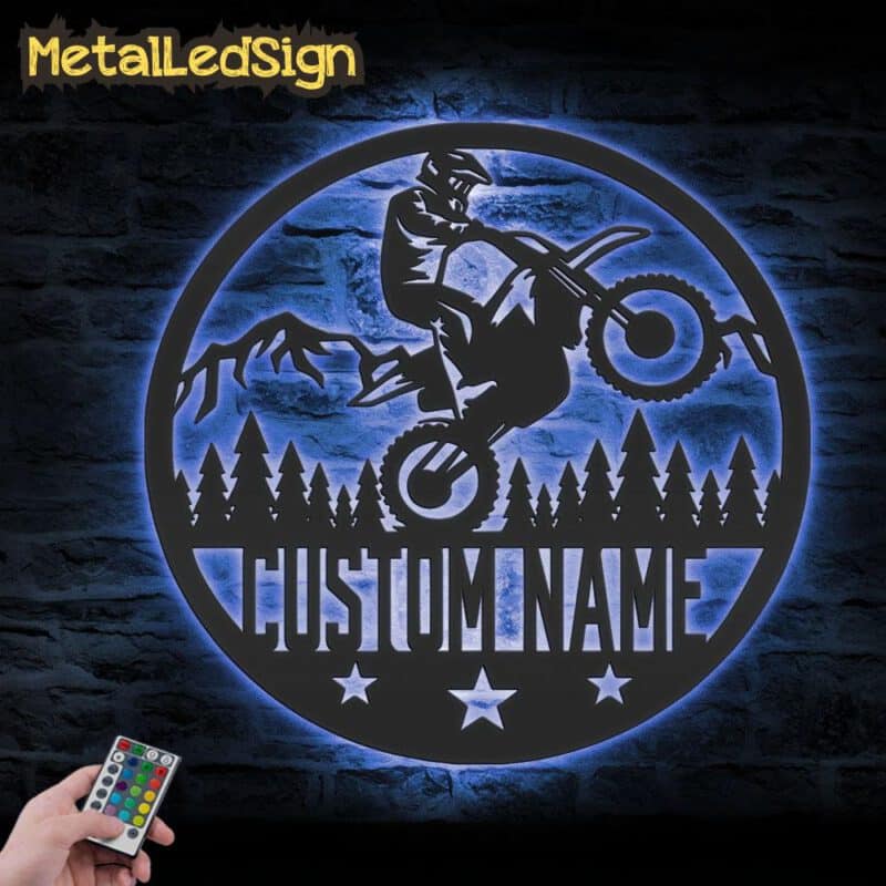 Custom-Motocross-Biker-Metal-Wall-Art-Led-Light-3