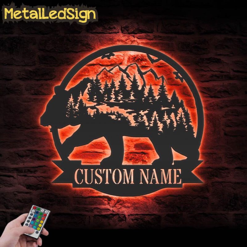 Custom-Mountain-Bear-Metal-Wall-Art-LED-Light-5.jpg