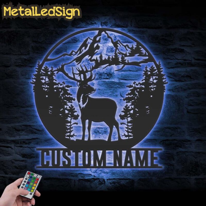 Custom-Mountain-Forest-Deer-Hunting-Metal-Wall-Art-LED-Light-3.jpg