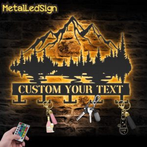 Custom-Mountain-Forest-Key-Holder-Metal-Wall-Art-LED-Light-Images-1