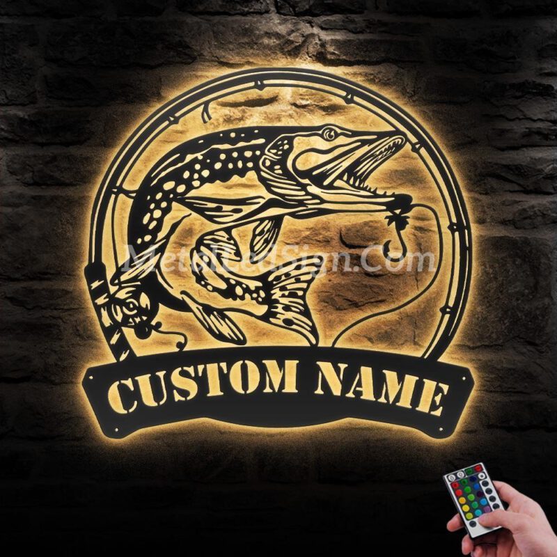 Custom-Northern-Pike-Fishing-Metal-Wall-Art-Led-Light-Images-3