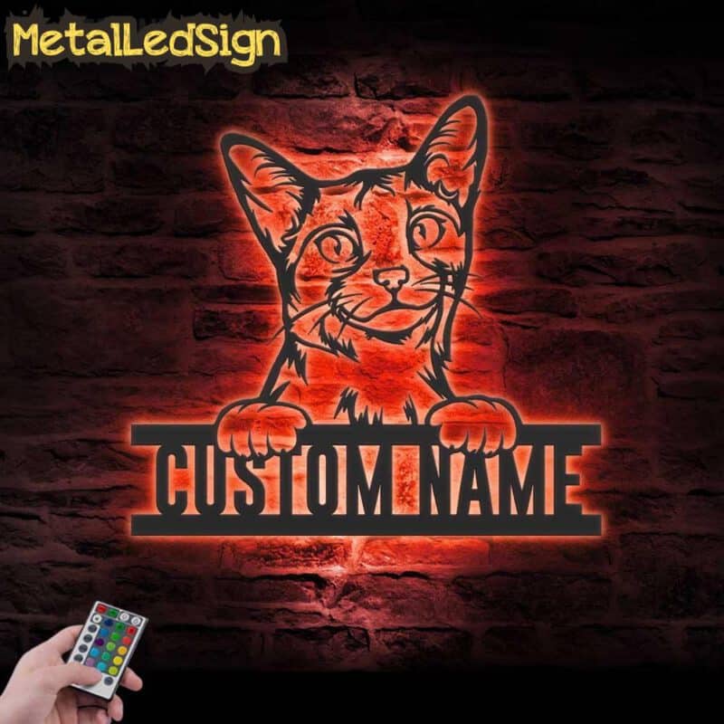 Custom-Peeking-Abyssinian-Cat-Metal-Wall-Art-LED-Light-5