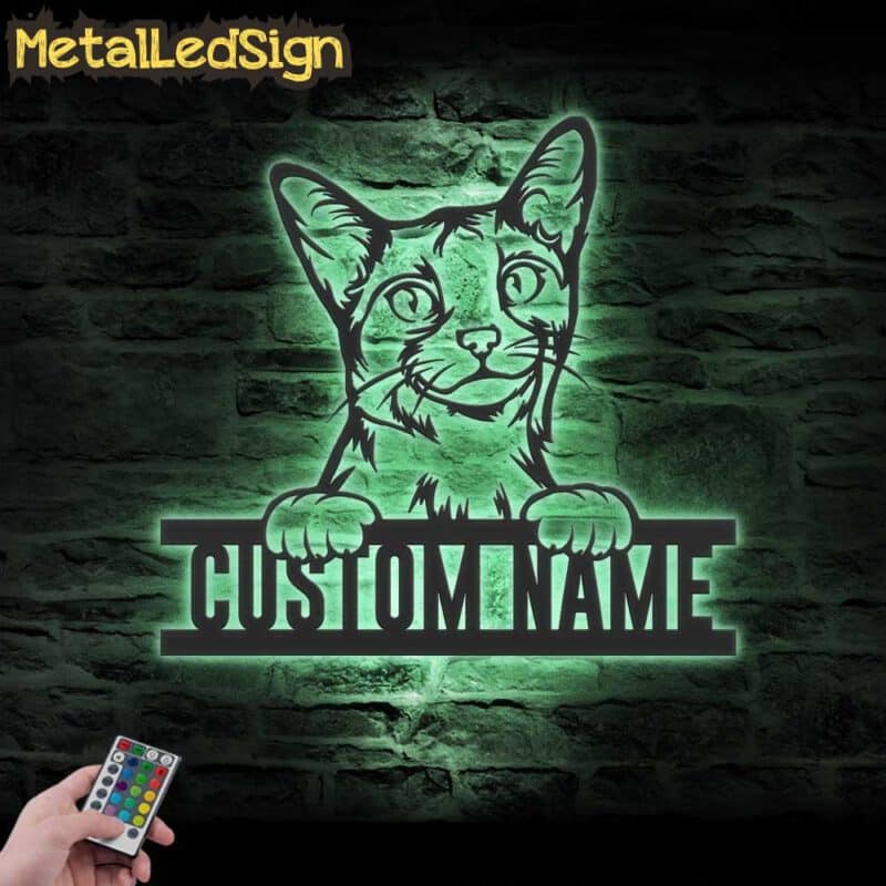 Custom-Peeking-Abyssinian-Cat-Metal-Wall-Art-LED-Light-7