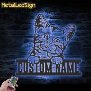 Custom-Peeking-American-Shorthair-Cat-Metal-Wall-Art-LED-Light-3