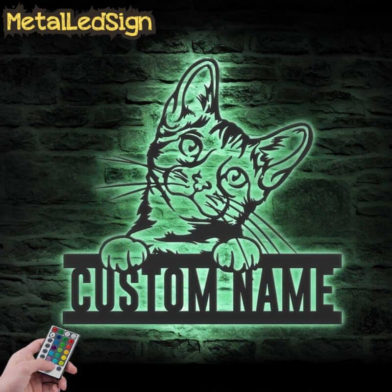 Custom-Peeking-Bengal-Cat-Metal-Wall-Art-LED-Light-7