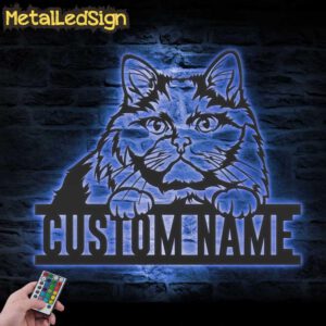 Custom-Peeking-British-Long-Hair-Cat-Metal-Wall-Art-LED-Light-3