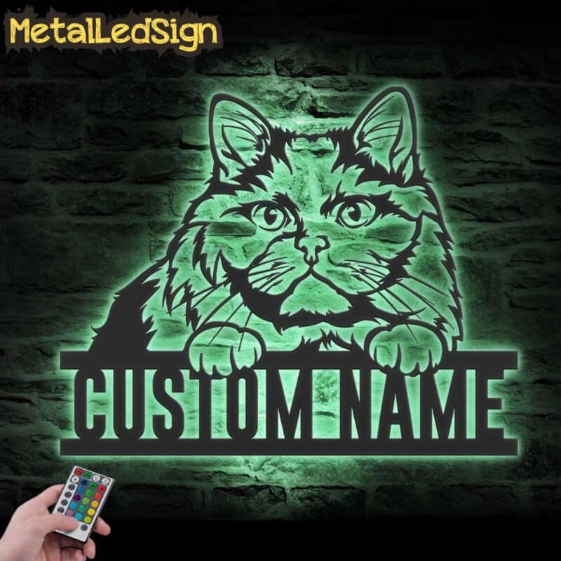 Custom-Peeking-British-Long-Hair-Cat-Metal-Wall-Art-LED-Light-7