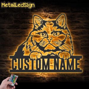 Custom-Peeking-British-Long-Hair-Cat-Metal-Wall-Art-LED-Light-Images