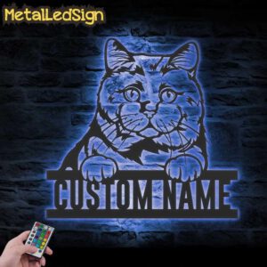 Custom-Peeking-British-Short-Hair-Cat-Metal-Wall-Art-LED-Light-3