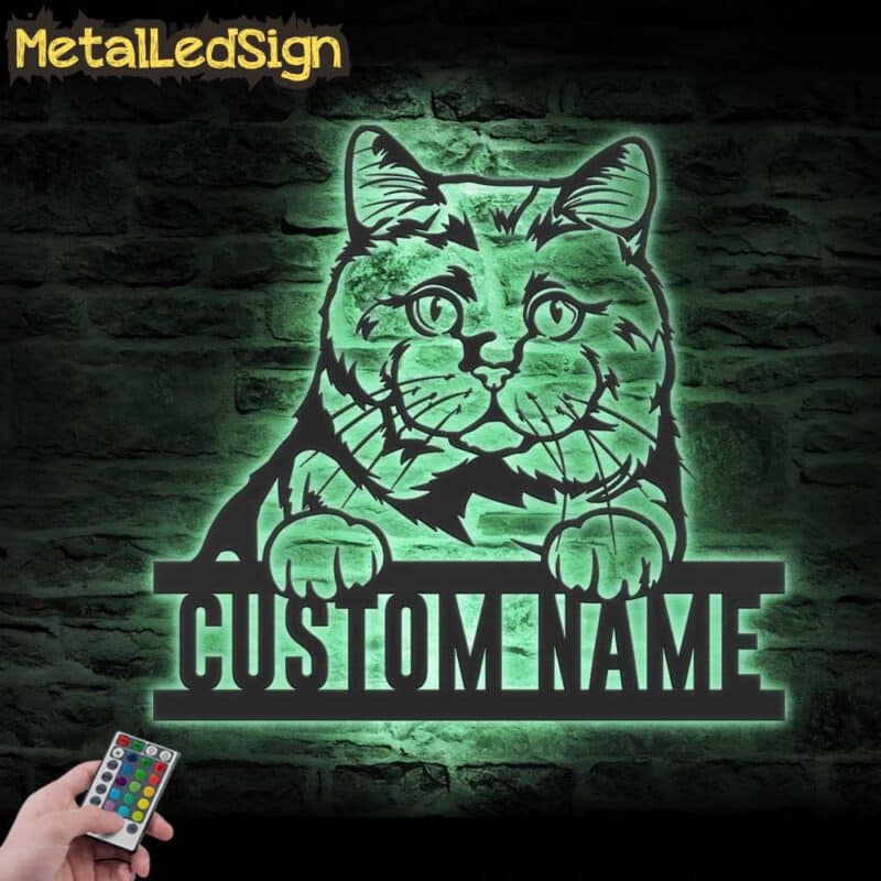 Custom-Peeking-British-Short-Hair-Cat-Metal-Wall-Art-LED-Light-5