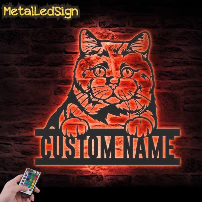 Custom-Peeking-British-Short-Hair-Cat-Metal-Wall-Art-LED-Light-7