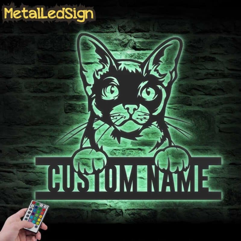 Custom-Peeking-Burmese-Cat-Metal-Wall-Art-LED-Light-7