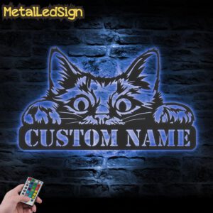 Custom-Peeking-Cat-Metal-Wall-Art-LED-Light-3