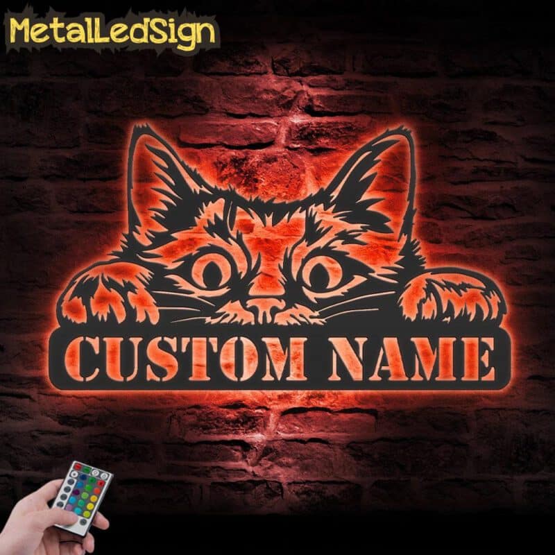 Custom-Peeking-Cat-Metal-Wall-Art-LED-Light-5