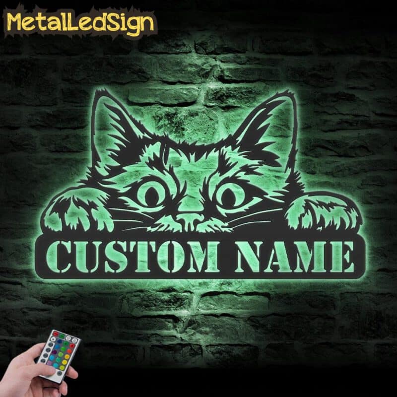 Custom-Peeking-Cat-Metal-Wall-Art-LED-Light-7