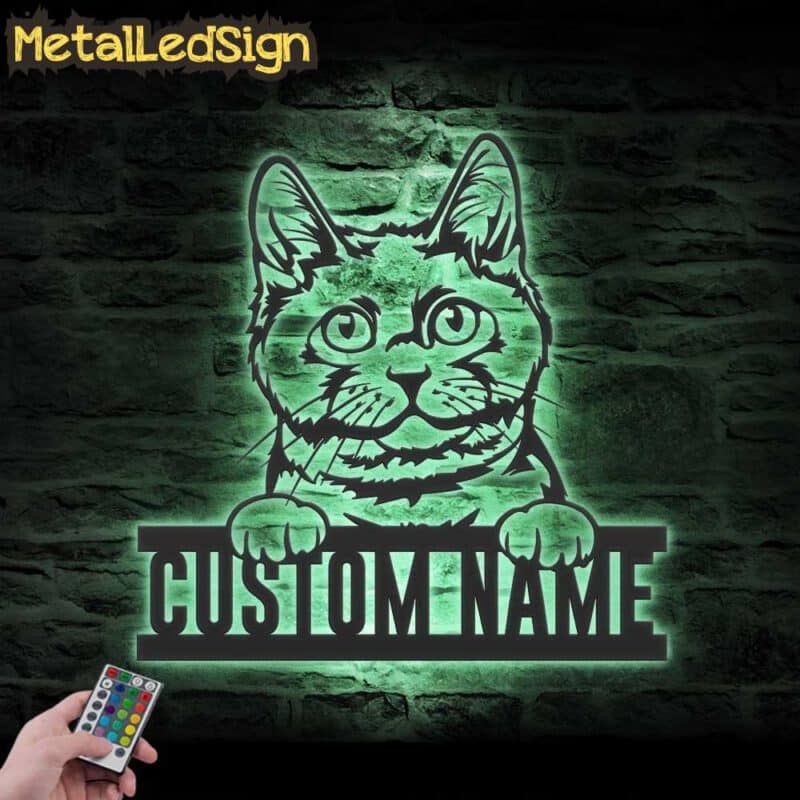 Custom-Peeking-Chartreux-Cat-Metal-Wall-Art-LED-Light-7