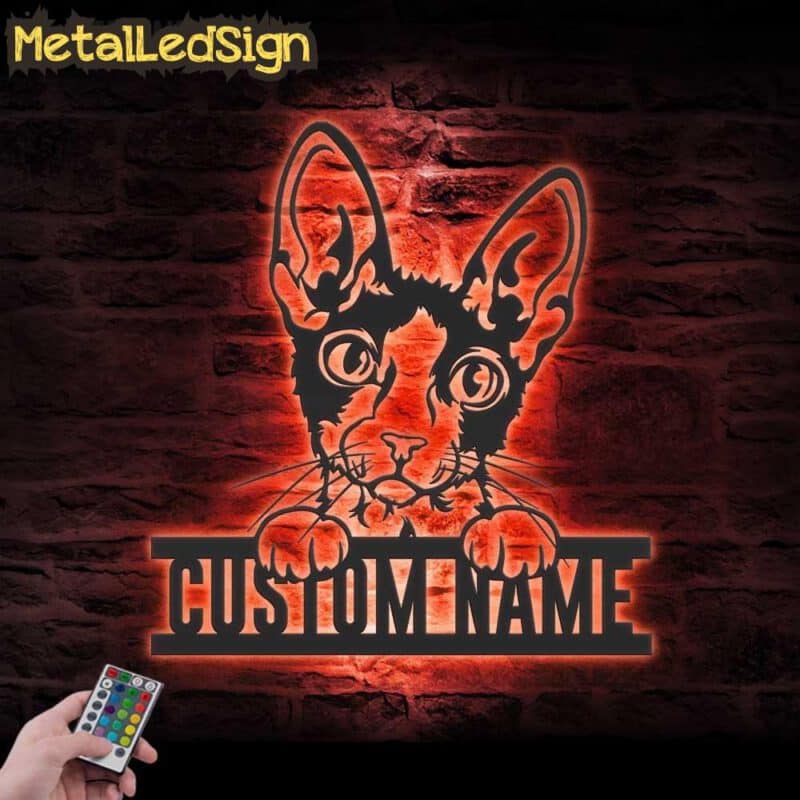 Custom-Peeking-Chornish-Rex-Cat-Metal-Wall-Art-LED-Light-5