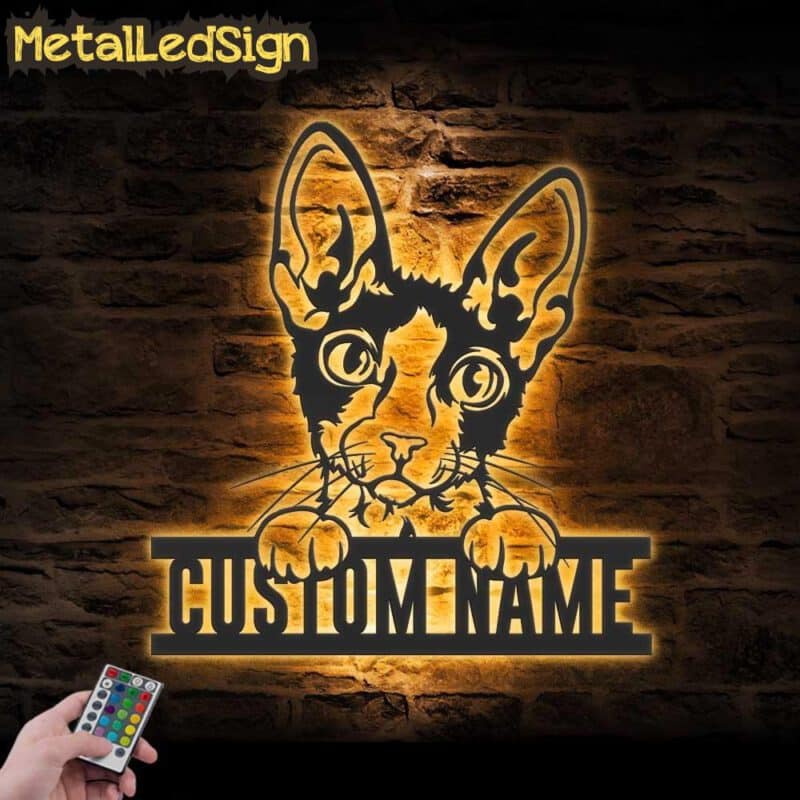 Custom-Peeking-Chornish-Rex-Cat-Metal-Wall-Art-LED-Light-Images