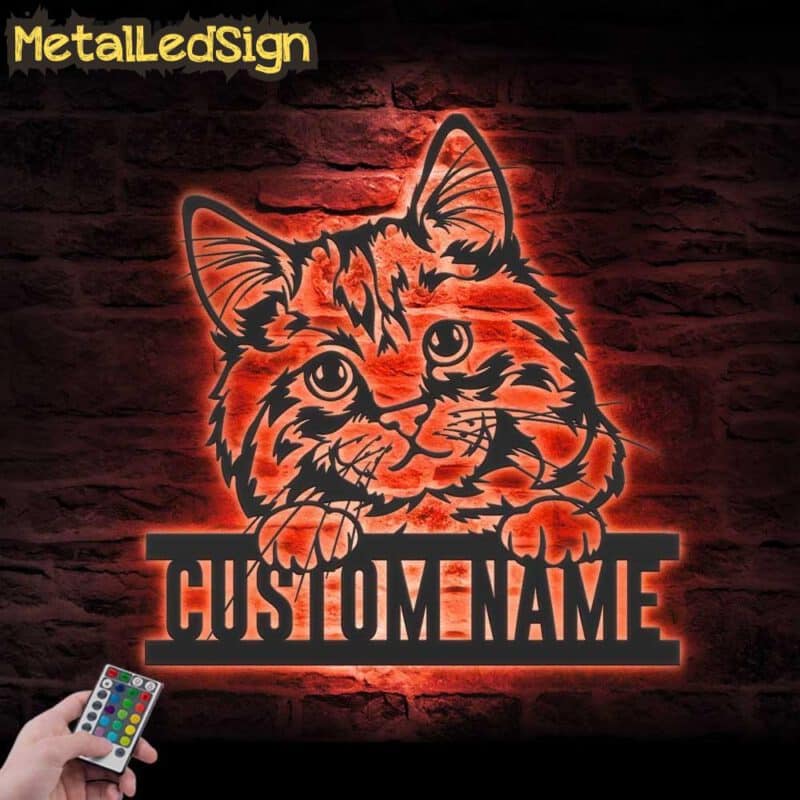 Custom-Peeking-Cymric-Cat-Metal-Wall-Art-LED-Light-5