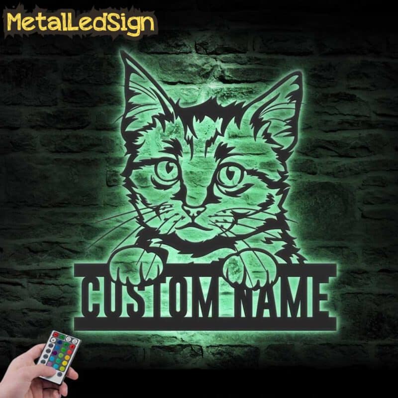 Custom-Peeking-European-Short-Hair-Cat-Metal-Wall-Art-LED-Light-5