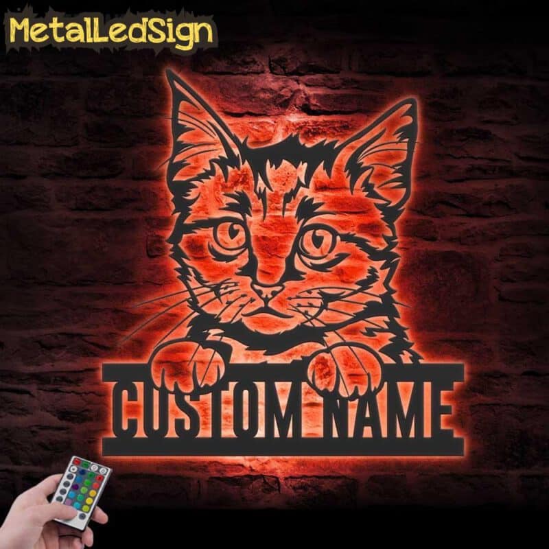 Custom-Peeking-European-Short-Hair-Cat-Metal-Wall-Art-LED-Light-7