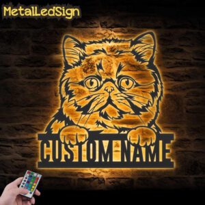 Custom-Peeking-Exotic-Short-Hair-Cat-Metal-Wall-Art-LED-Light-Images