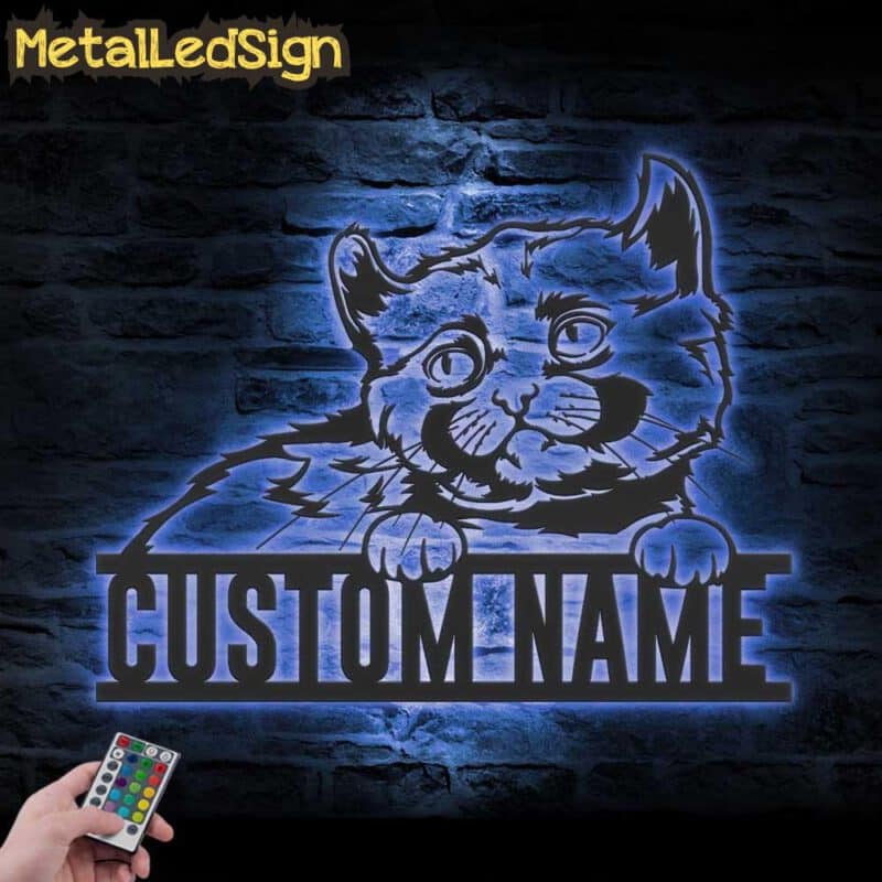 Custom-Peeking-Kinkalow-Cat-Metal-Wall-Art-LED-Light-3